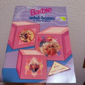Vintage 1992 Mattel Barbie mini boxes to color book Golden Special‎ Delivery New